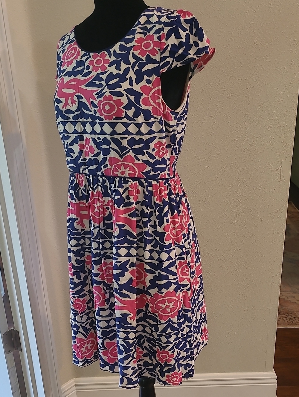 Anthropologie Maeve  Size 6 Peralta Dress Pink And Navy